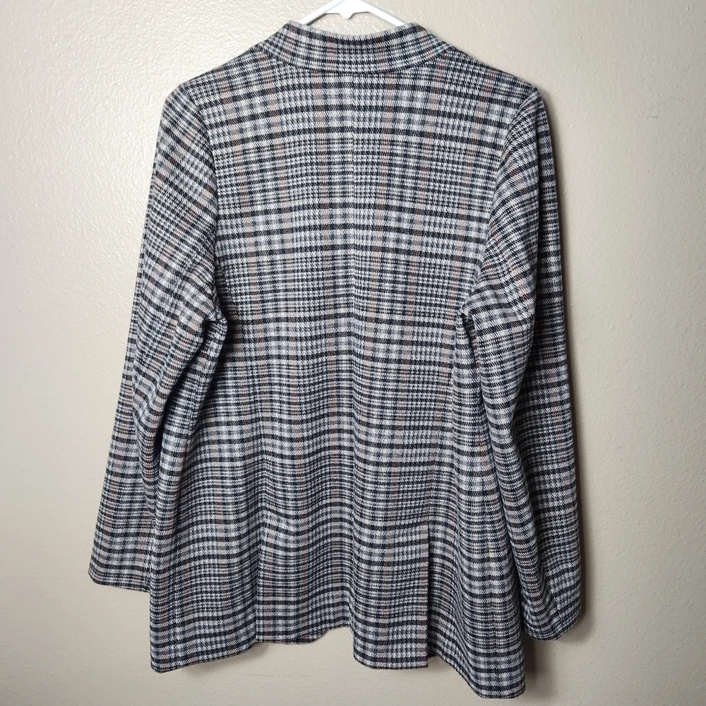 Soft Surroundings St. James Jacket Blazer Open Front in Houndstooth Plaid-Size M